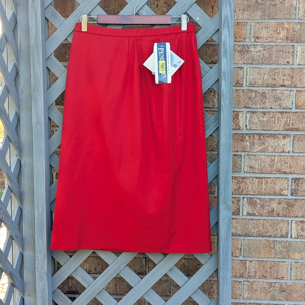 Vintage Pendleton 100% Virgin Wool Skirt Midi Red Classic